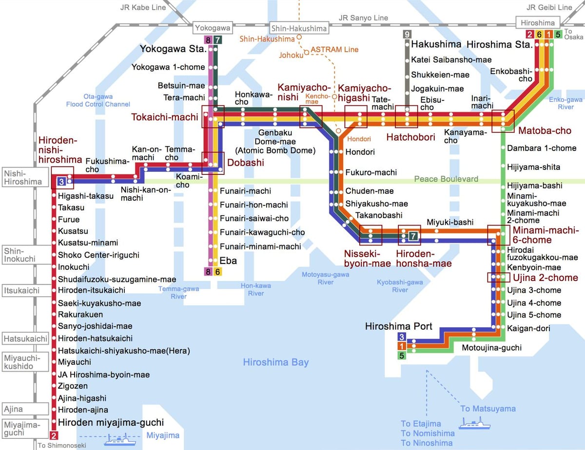 Mapa de hiroshima autobús