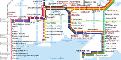 Mapa de hiroshima tranvía